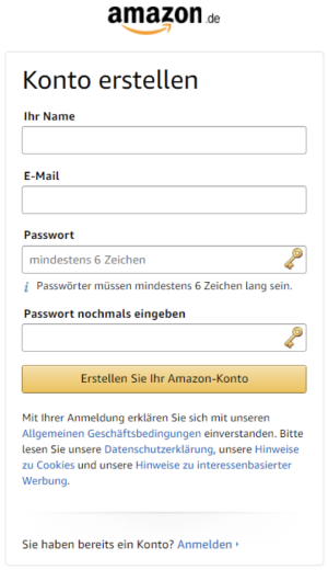 Amazon Konto erstellen