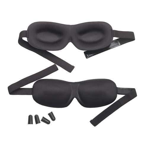  	2er-Set 3-D-Schlafmasken mit Ohrstöpseln von Pearl