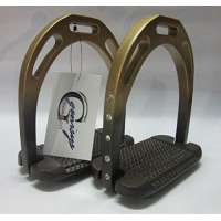 Aluminium Alu jin Steigbügel Stirrups gold braun matt mit Strass,