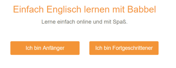 Anfänger oder Fortgeschritten auswählen