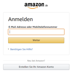 Bei Amazon anmelden