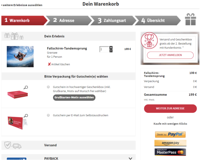 Erlebnisgeschenke kaufen