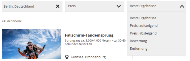 Filter Erlebnisgeschenke