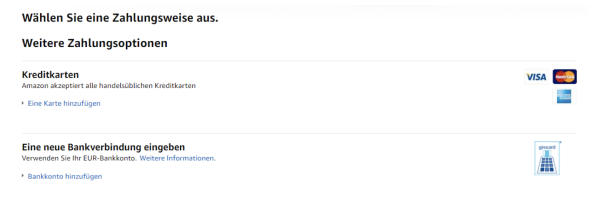 Zahlungsweise bei Amazon wählen